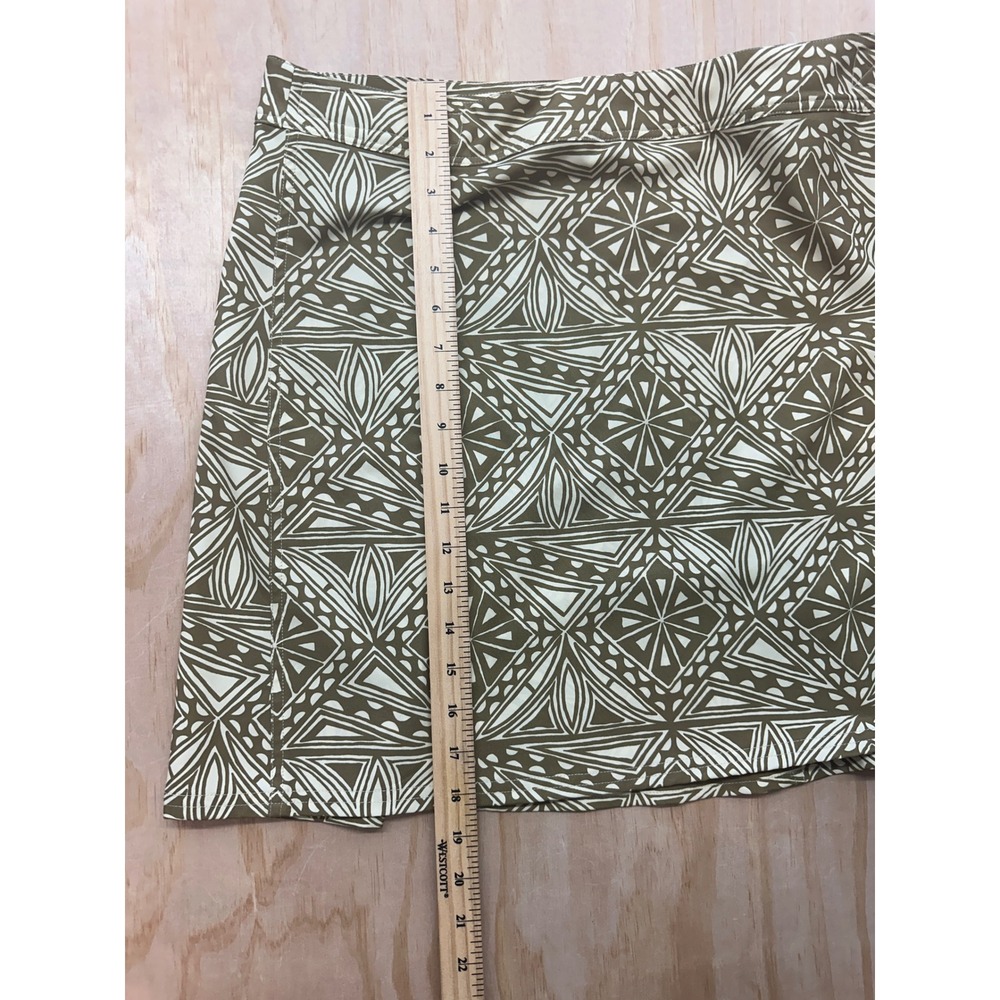RipSkirt L Hawaii Women‎ Olive Green Geometric Tribal Print Wrap Skirt Length 2